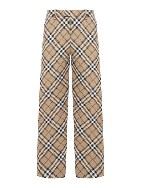 Burberry Men Check Wool Blend Tailored Trousers