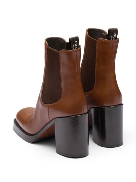 Prada Brushed Leather 85Mm Ankle Boots