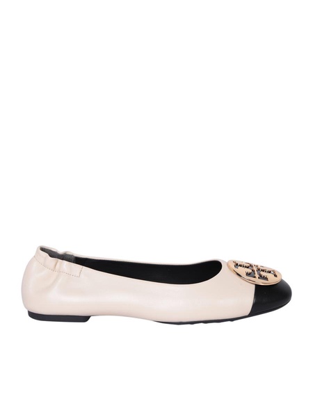 Neutral Claire Leather Ballerina Shoes