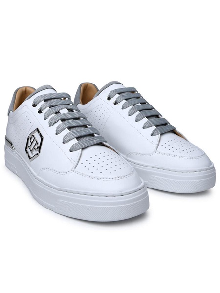 Philipp Plein White Leather Sneakers