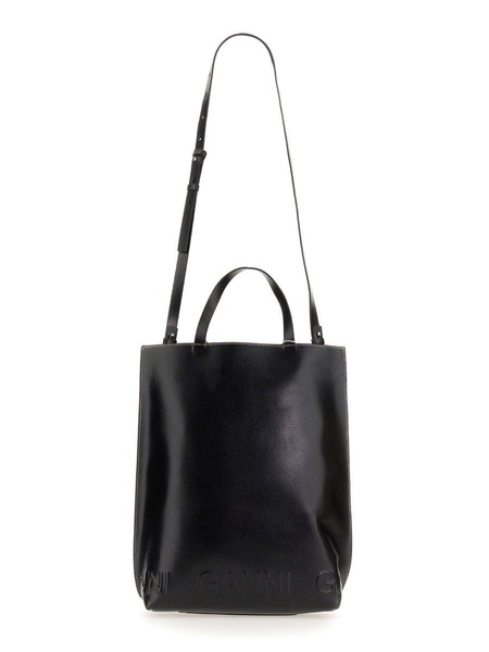 Ganni Medium 'Banner' Black Leather Bag