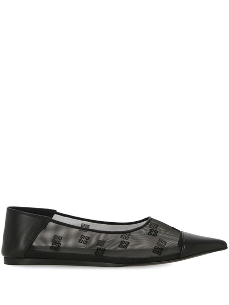 4G leather-trimmed mesh ballet flats