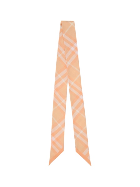 Silk Check Skinny Scarf