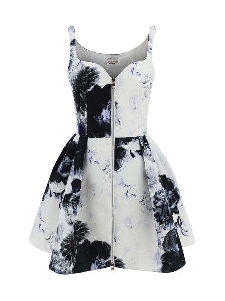 Alexander McQueen Sweetheart-Neckline Ruffled Mini Dress