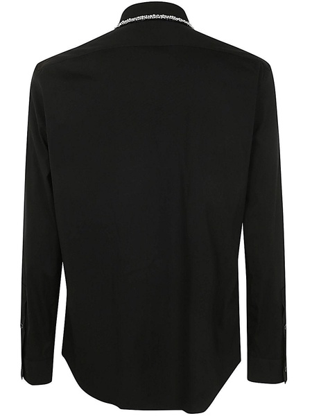 Balmain Embroidered Collar Poplin Shirt Clothing