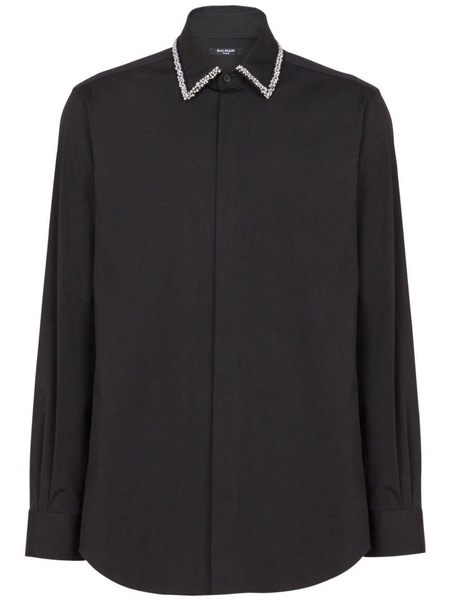 Balmain Embroidered Collar Poplin Shirt Clothing