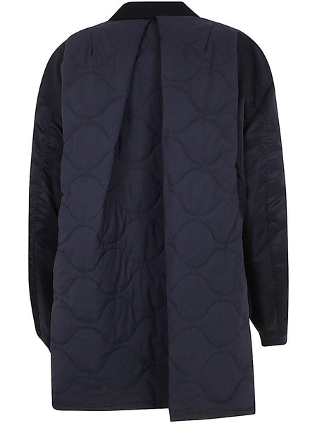 WOOL MELTON X NYLON TWILL QUILTED COAT