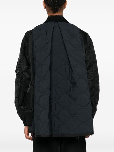 WOOL MELTON X NYLON TWILL QUILTED COAT