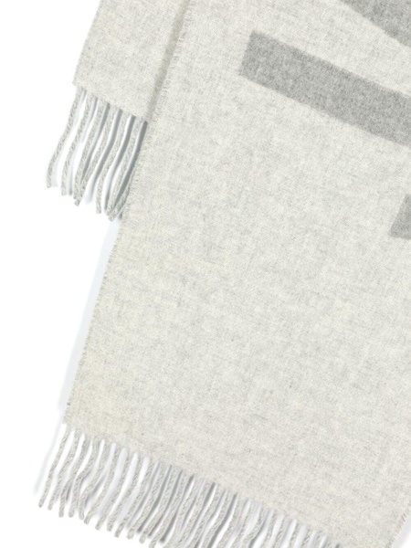 Gray Logo Jacquard Wool Scarf