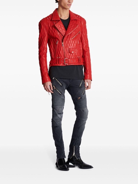 Balmain Quilted Lambskin Biker Jacket Clothing