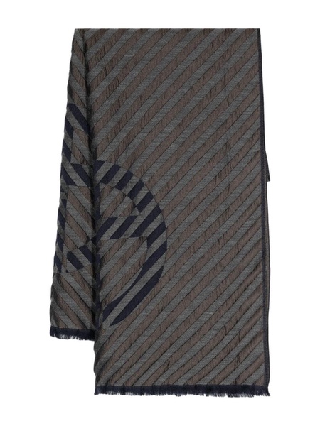 Logo chevron wool and cashmere-blend scarf