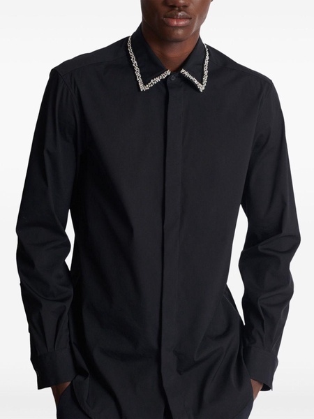 Balmain Embroidered Collar Poplin Shirt Clothing