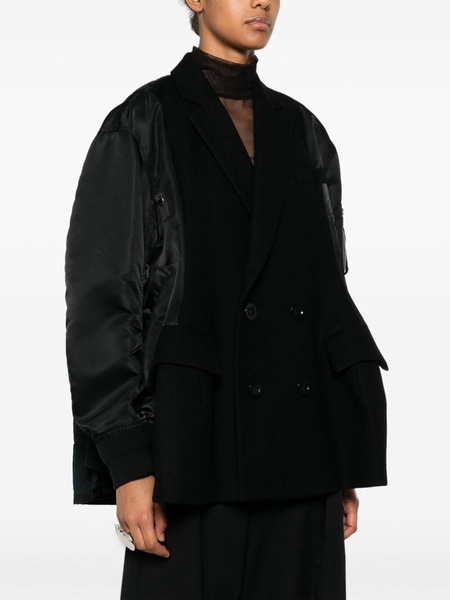 WOOL MELTON X NYLON TWILL QUILTED COAT