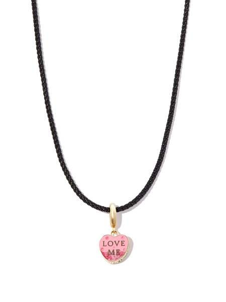 14K yellow gold Love Me heart pendant necklace