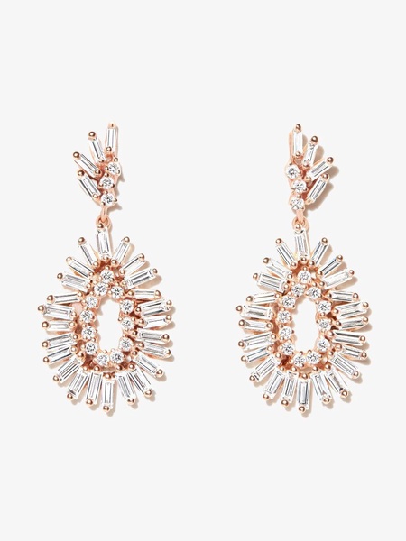 18K rose gold Fireworks diamond drop earrings