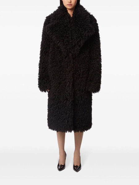 Black Faux-Fur Midi Coat