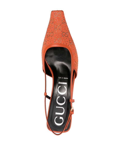 Orange 35 GG Slingback Leather Pumps