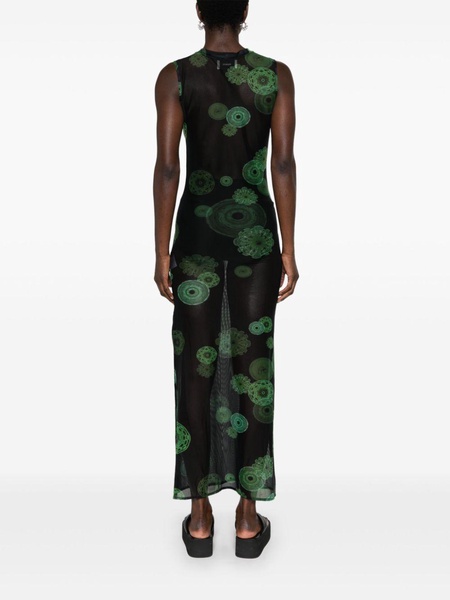 cymatics-print mesh maxi dress