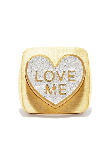 14K Yellow Gold Heart Signet Ring