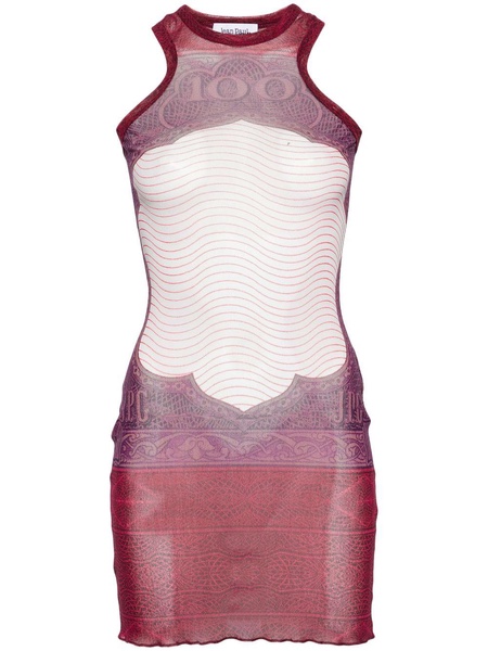 Cartouche-print tulle minidress