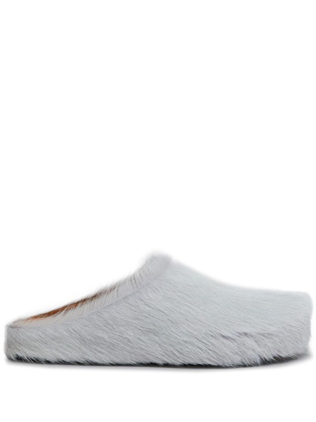 Grey Fussbett Sabot Calf Hair Mules