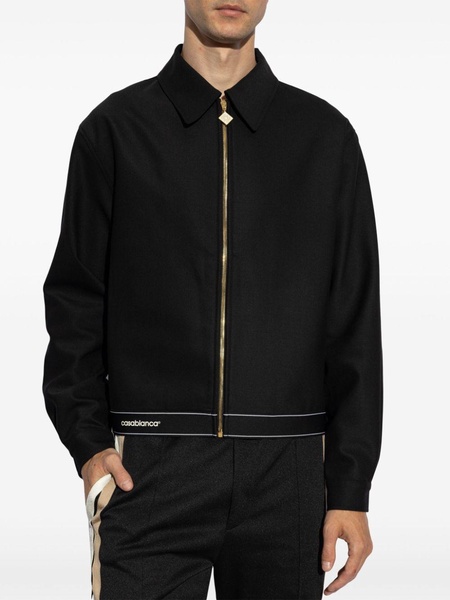 Black Logo-Print Bomber Jacket