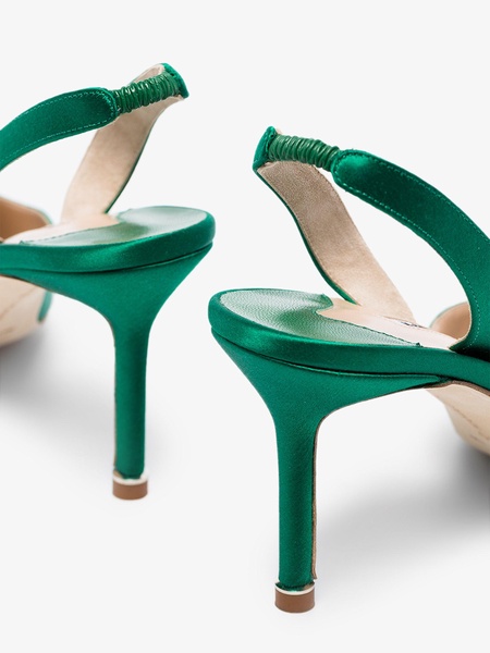 Green Hangisi 70 satin slingback pumps