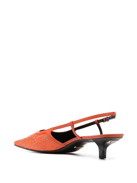 Orange 35 GG Slingback Leather Pumps