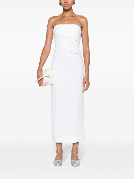 White Strapless Linen Maxi Dress