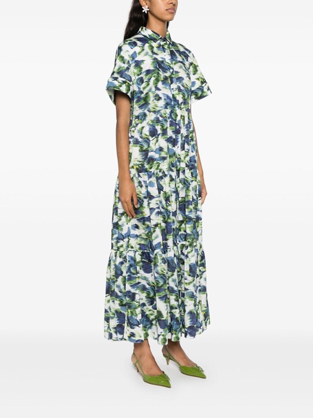 Floral tiered cotton poplin midi dress