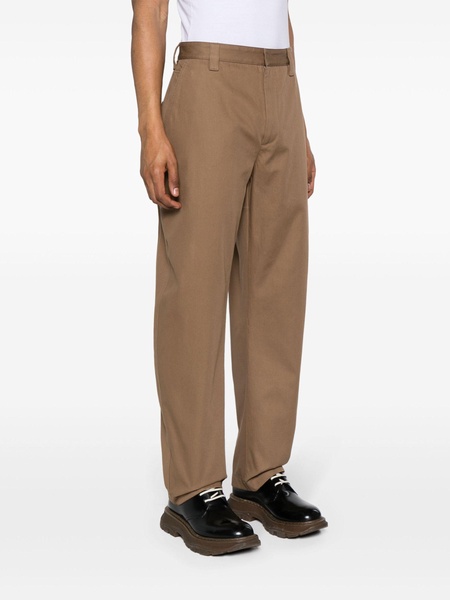 Brown Mid-Rise Tapered Trousers