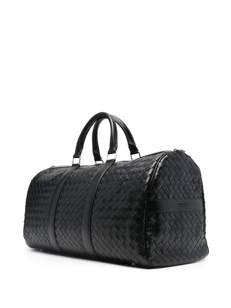 Black Intrecciato Leather Duffle Bag