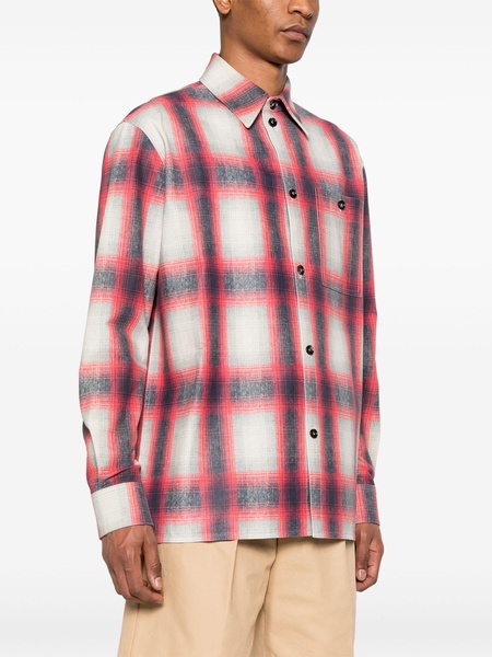 Grey Plaid-Check Leather Shirt