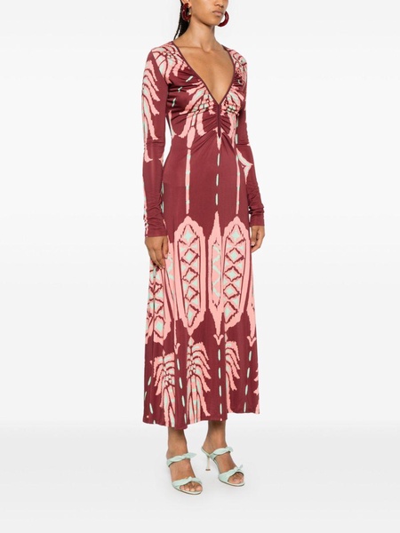 Printed ruched maxi dress