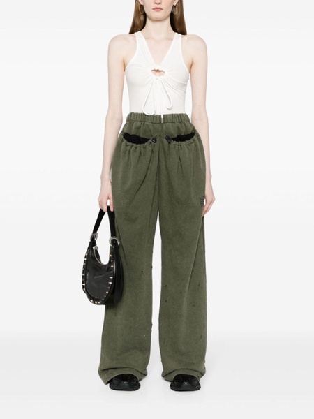 Green Straight-Leg Elasticated Track Pants