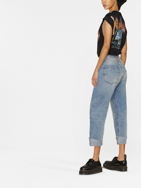   Crossover asymmetric high-rise straight-leg jeans  