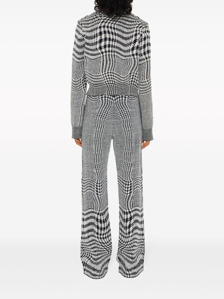 warped houndstooth jacquard wool-blend trousers