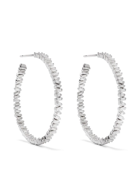 18K White Gold Classic Diamond Hoop Earrings