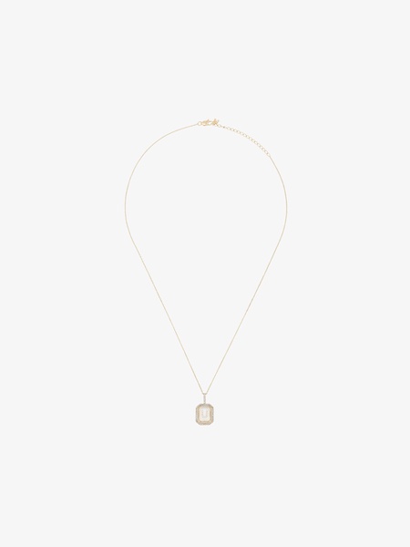 14K yellow gold U initial diamond necklace