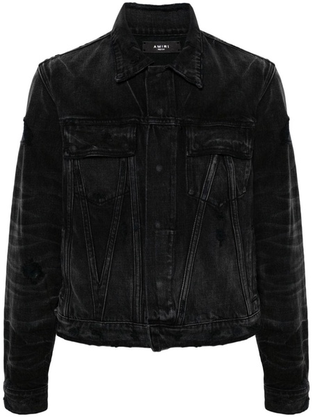 faded panelled denim jacket