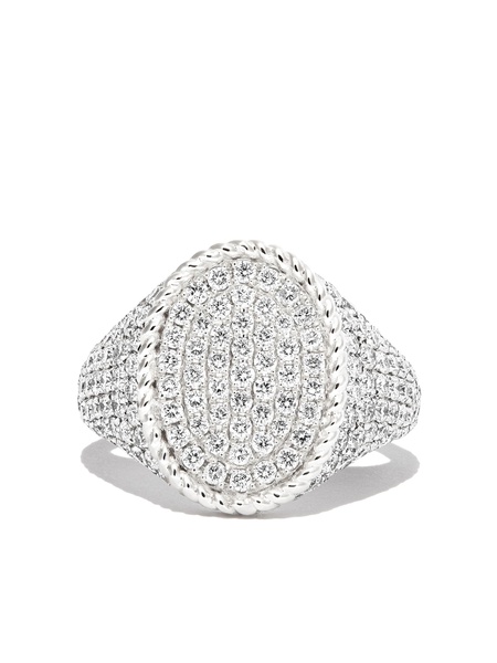 18K white gold Chevaliere diamond signet ring