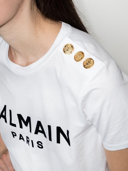 button-embellished logo-print T-shirt