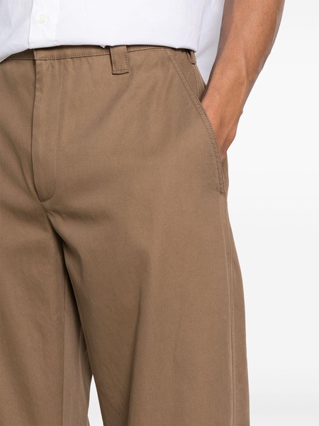 Brown Mid-Rise Tapered Trousers