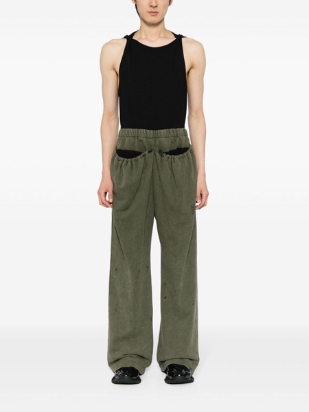 Green Straight-Leg Elasticated Track Pants