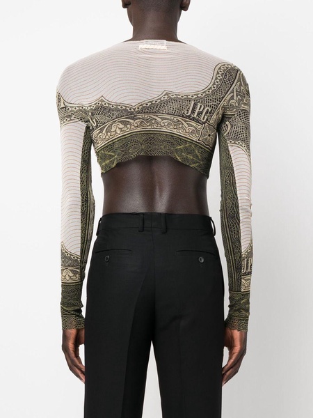 graphic-print stretch cropped top