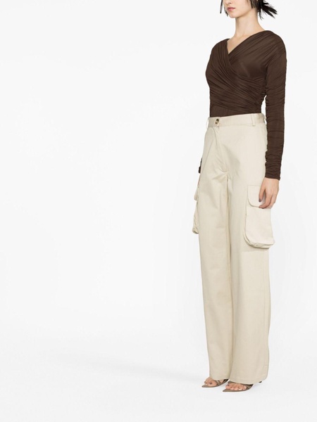 Neutral High-Waisted Cargo Trousers