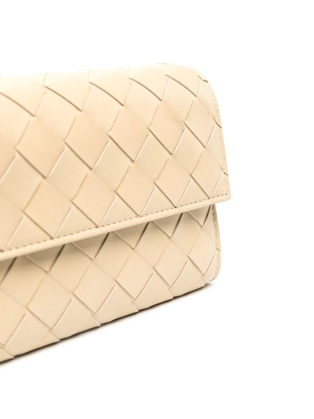 neutral Intrecciatio nappa leather clutch bag