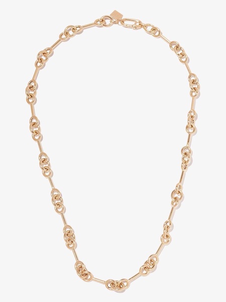 14K yellow gold triple link station necklace