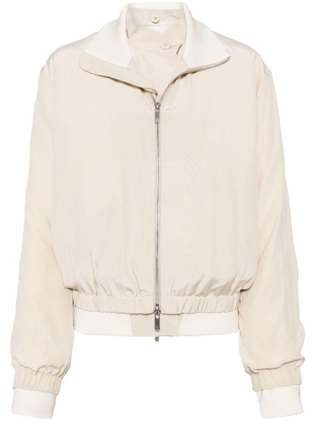 Neutral Silk Bomber Jacket