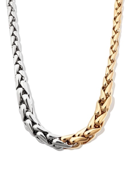 14K yellow gold two-tone twist chain necklace